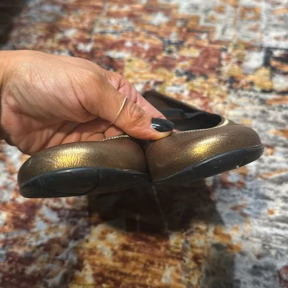 PRADA Bronze Leather Elastic Band Flat Shoes Prada Size 35