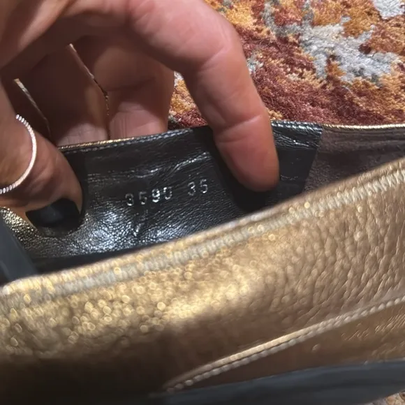 PRADA Bronze Leather Elastic Band Flat Shoes Prada Size 35