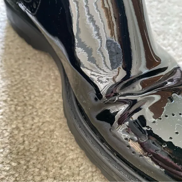 Prada Patent Leather Chelsea Chukka Platform Boots in Black Size 35.5