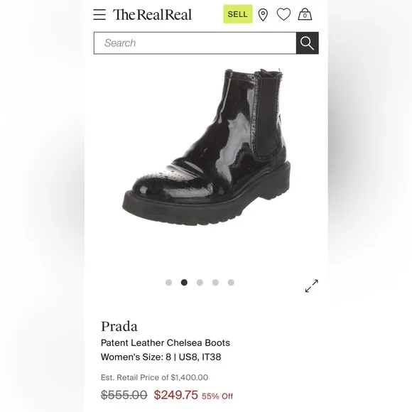 Prada Patent Leather Chelsea Chukka Platform Boots in Black Size 35.5