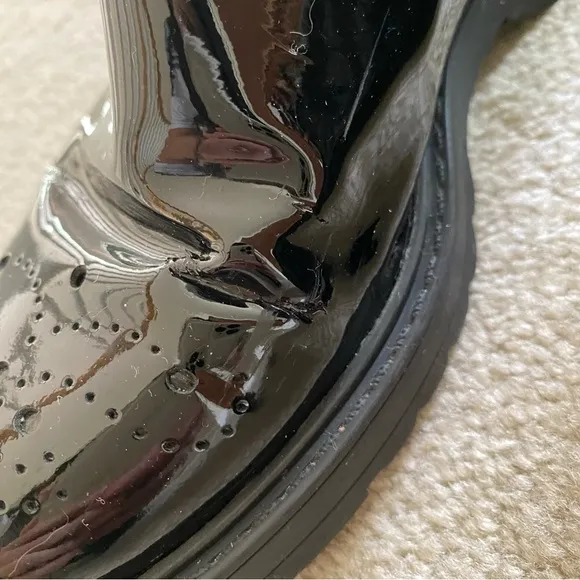 Prada Patent Leather Chelsea Chukka Platform Boots in Black Size 35.5