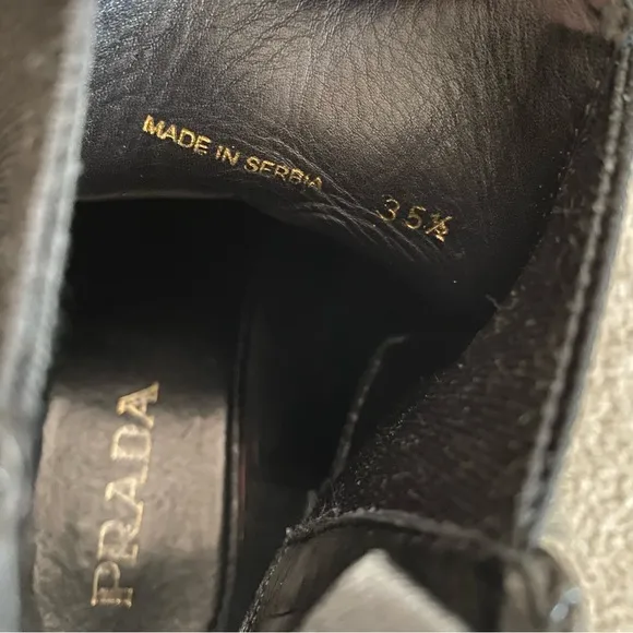 Prada Patent Leather Chelsea Chukka Platform Boots in Black Size 35.5