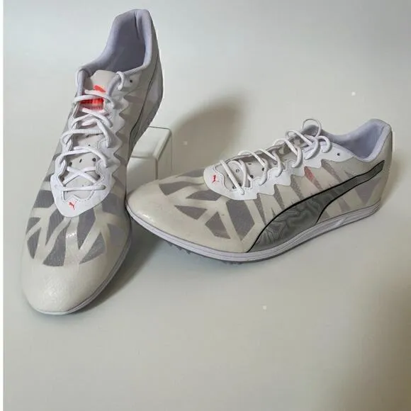 Puma Evospeed Distance 9 Mens‎ Running Track Cleats Shoes Sz 14 NEW White Silver