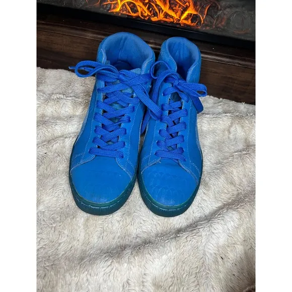 Puma High Top Sneakers Suede Blue Casual Shoes Mens Size 9