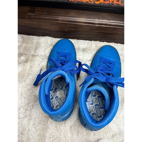 Puma High Top Sneakers Suede Blue Casual Shoes Mens Size 9