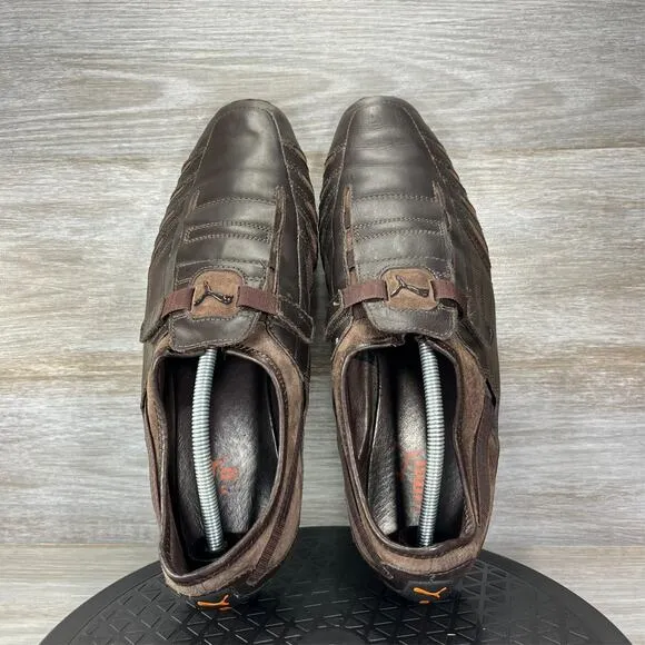 Puma Men's Vedano V Brown Leather Low Top Lifestyle Sneaker Shoes Size 13