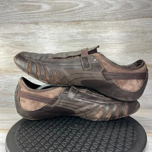 Puma Men's Vedano V Brown Leather Low Top Lifestyle Sneaker Shoes Size 13