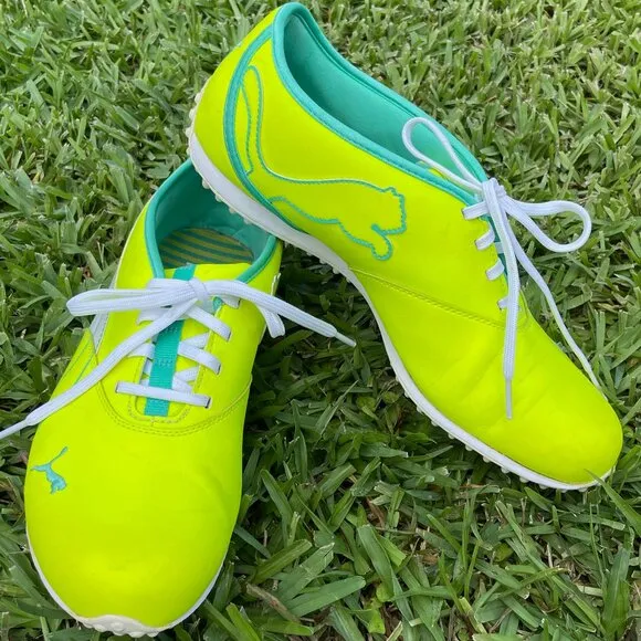 Puma Monalite Golf‎ Shoes, size womens 10, bright yellow/green