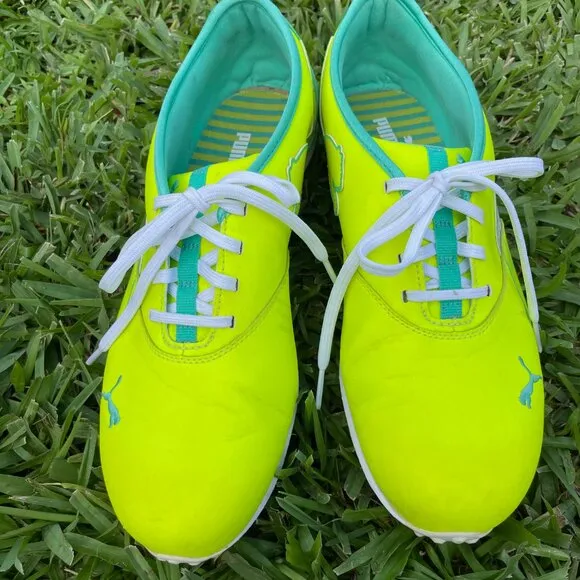 Puma Monalite Golf‎ Shoes, size womens 10, bright yellow/green