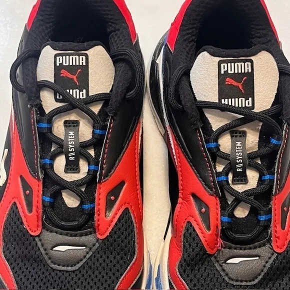 Puma RS-Fast Running Shoes Lightweight Cushioned‎ Sneakers Black Red Blue Size 8