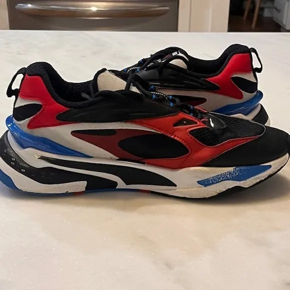 Puma RS-Fast Running Shoes Lightweight Cushioned‎ Sneakers Black Red Blue Size 8