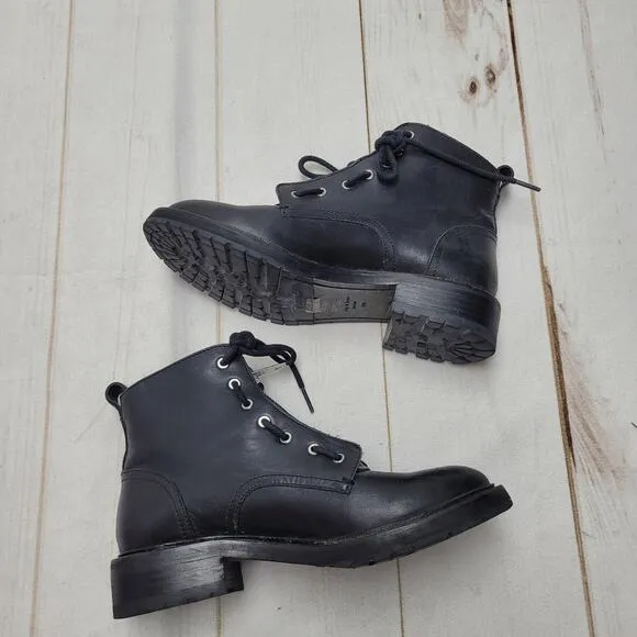 Rag &amp; Bone Cannon black leather combat moto boots vibram sole zip