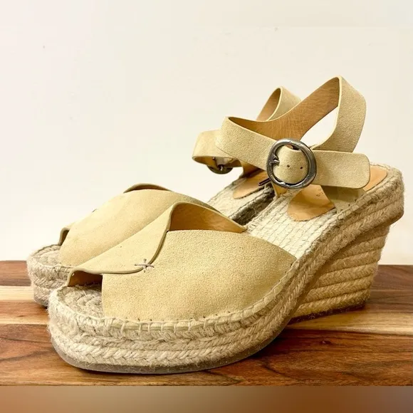 Rag &amp; Bone Santiago 104MM Suede Wedge Sandals in Dune Size 9 (see description)