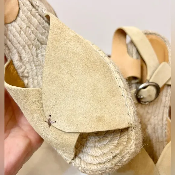 Rag &amp; Bone Santiago 104MM Suede Wedge Sandals in Dune Size 9 (see description)