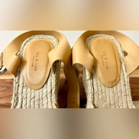 Rag &amp; Bone Santiago 104MM Suede Wedge Sandals in Dune Size 9 (see description)
