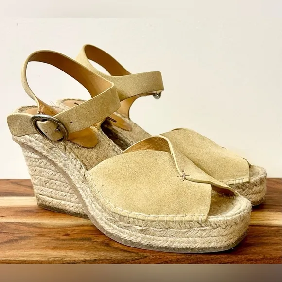 Rag &amp; Bone Santiago 104MM Suede Wedge Sandals in Dune Size 9 (see description)