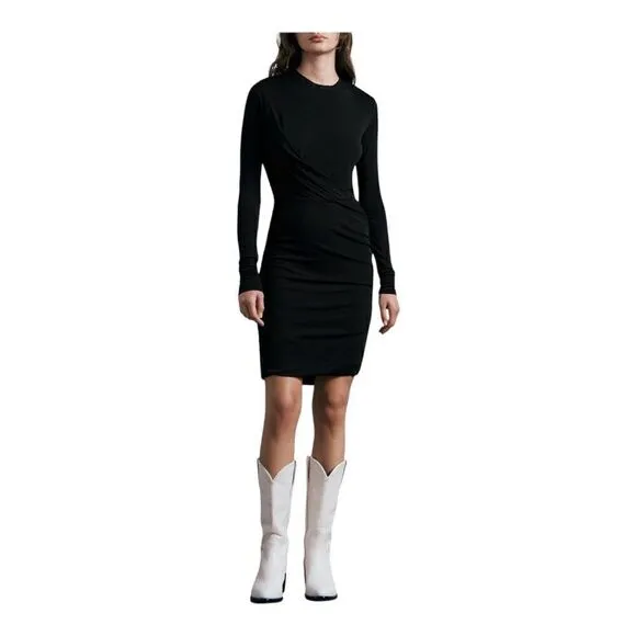 RAG &amp; Bone Holly Black Draped Knit Minidress Size Medium NWT