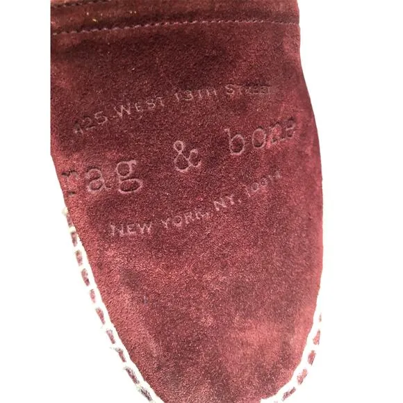 Rag Bone Suede Flat Shoes Burgundy Size 38