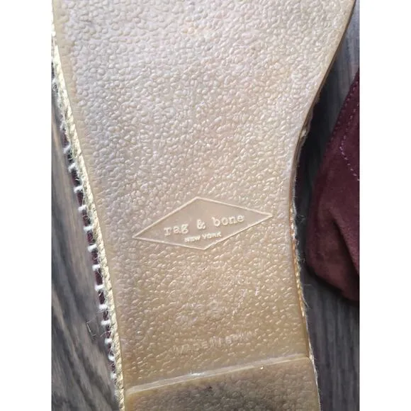 Rag Bone Suede Flat Shoes Burgundy Size 38