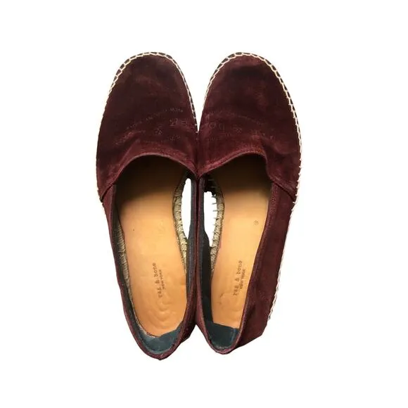 Rag Bone Suede Flat Shoes Burgundy Size 38