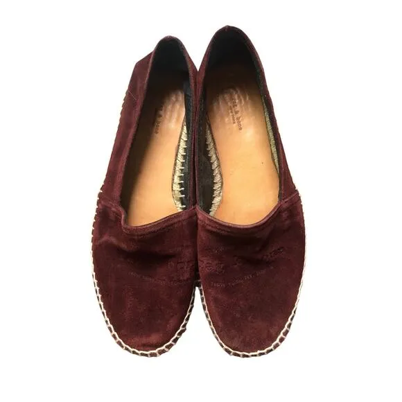 Rag Bone Suede Flat Shoes Burgundy Size 38