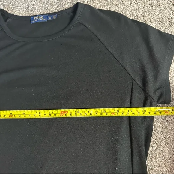 RALPH LAUREN POLO PONTE DRESS BLACK KNIT STRETCHY T-SHIRT PEPLUM XL Soft viscose