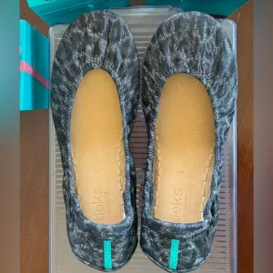 RARE black leopard TIEKS ballet flat shoes size 8