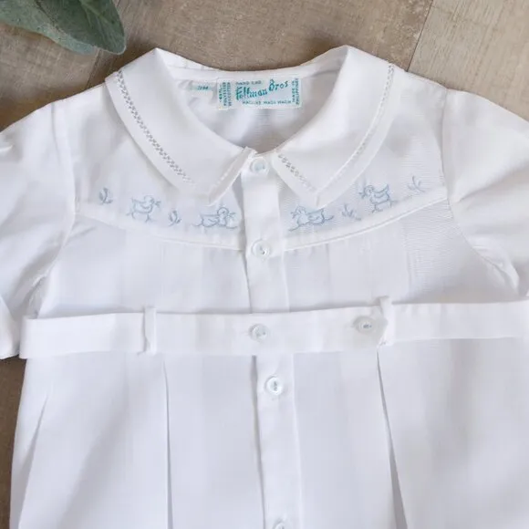 Rare NWT White Feltman Brothers Heirloom Romper Belted Duck Embroidery 3 Month