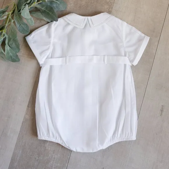 Rare NWT White Feltman Brothers Heirloom Romper Belted Duck Embroidery 3 Month