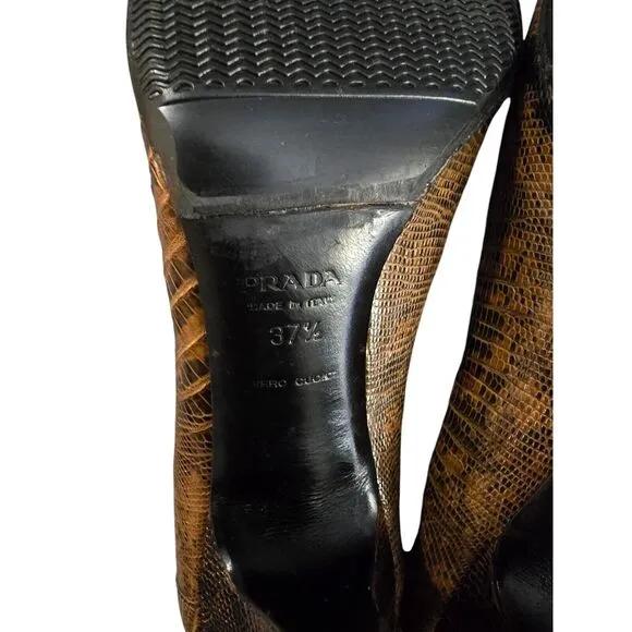 RARE PRADA Bejeweled Snakeskin High Heeled Shoes Velvet Size 37.5 Y2K Vintage‎
