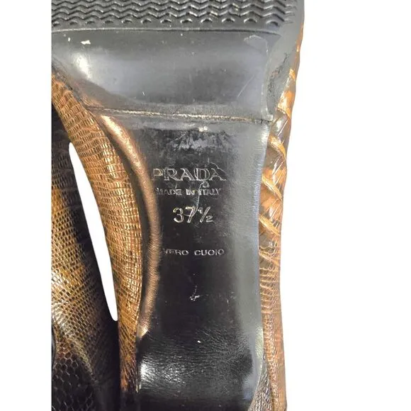 RARE PRADA Bejeweled Snakeskin High Heeled Shoes Velvet Size 37.5 Y2K Vintage‎