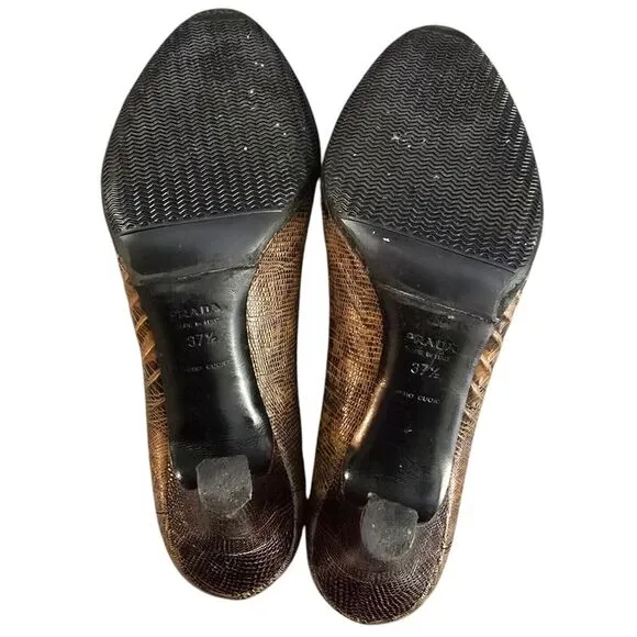 RARE PRADA Bejeweled Snakeskin High Heeled Shoes Velvet Size 37.5 Y2K Vintage‎