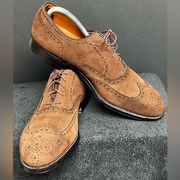 Rare Vintage 1990’S| Alden 9.5 AC Brown Long Wingtip Blucher Derby Dress Shoes