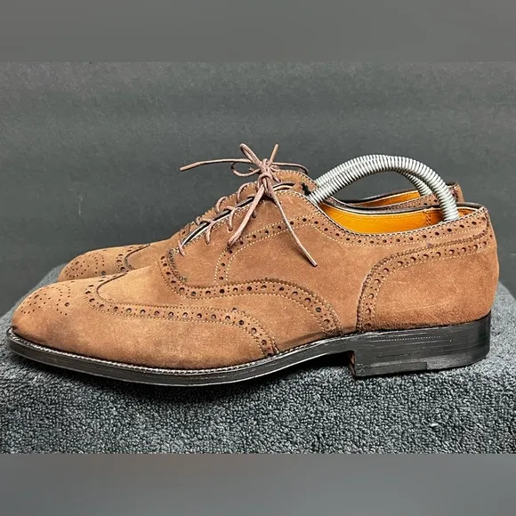 Rare Vintage 1990’S| Alden 9.5 AC Brown Long Wingtip Blucher Derby Dress Shoes
