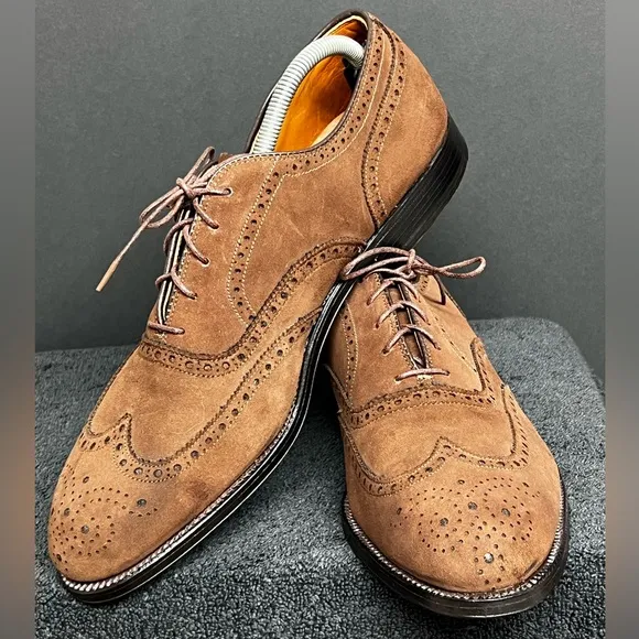Rare Vintage 1990’S| Alden 9.5 AC Brown Long Wingtip Blucher Derby Dress Shoes