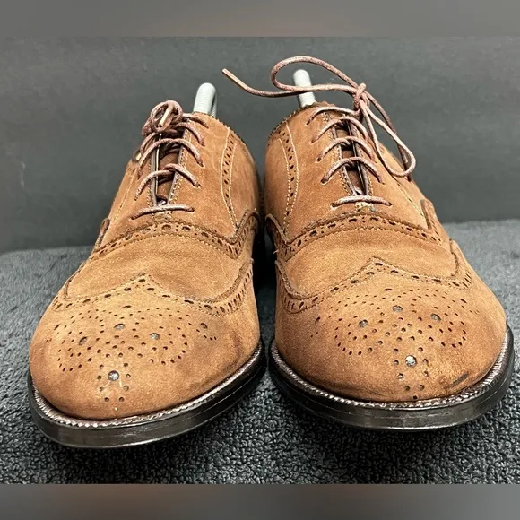 Rare Vintage 1990’S| Alden 9.5 AC Brown Long Wingtip Blucher Derby Dress Shoes