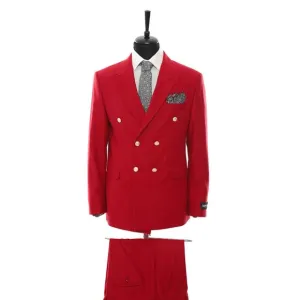 Red Double Breast Suit Gold Buttons By Derman Suit, Turkish Import