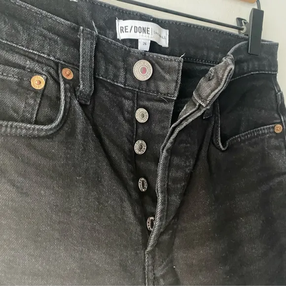 Re/Done High Rise Stove Pipe Straight Leg Jeans Jet Black - 26
