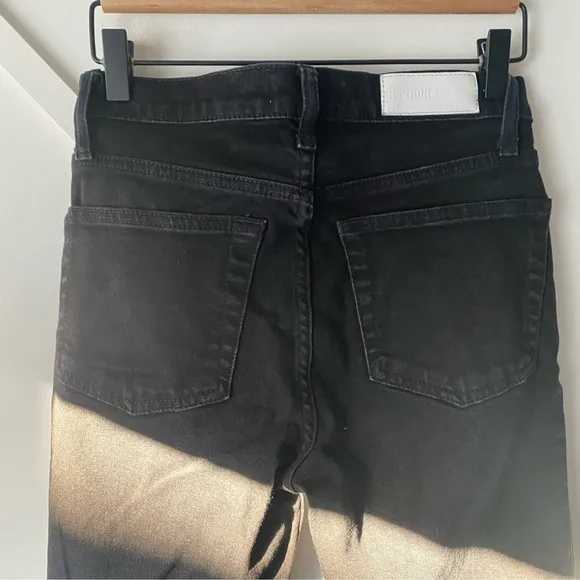 Re/Done High Rise Stove Pipe Straight Leg Jeans Jet Black - 26