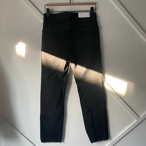 Re/Done High Rise Stove Pipe Straight Leg Jeans Jet Black - 26