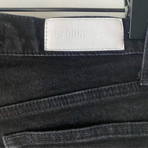 Re/Done High Rise Stove Pipe Straight Leg Jeans Jet Black - 26