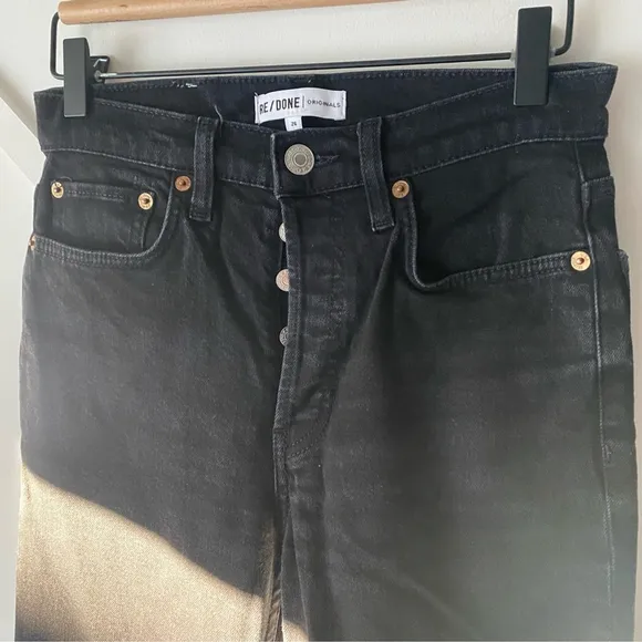 Re/Done High Rise Stove Pipe Straight Leg Jeans Jet Black - 26