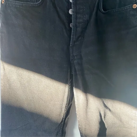 Re/Done High Rise Stove Pipe Straight Leg Jeans Jet Black - 26