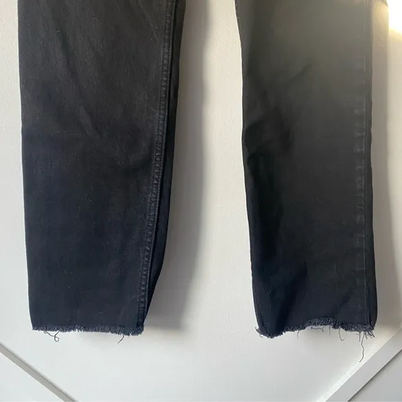 Re/Done High Rise Stove Pipe Straight Leg Jeans Jet Black - 26
