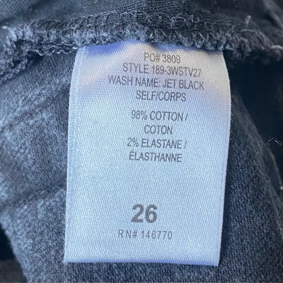 Re/Done High Rise Stove Pipe Straight Leg Jeans Jet Black - 26