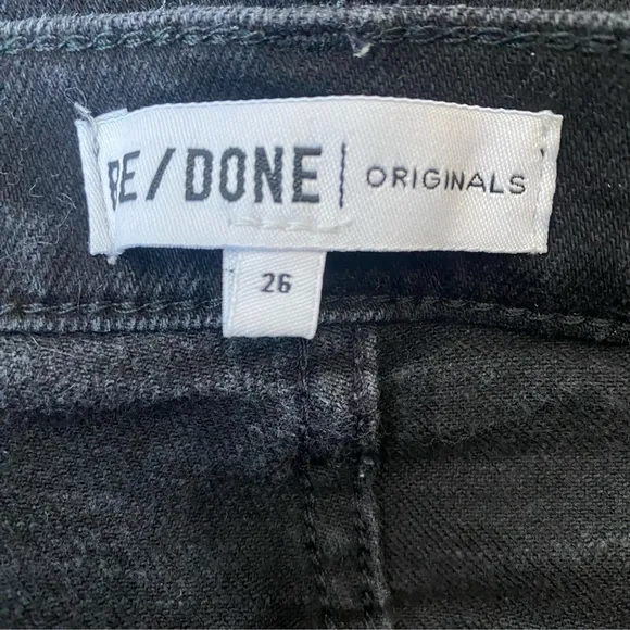 Re/Done High Rise Stove Pipe Straight Leg Jeans Jet Black - 26