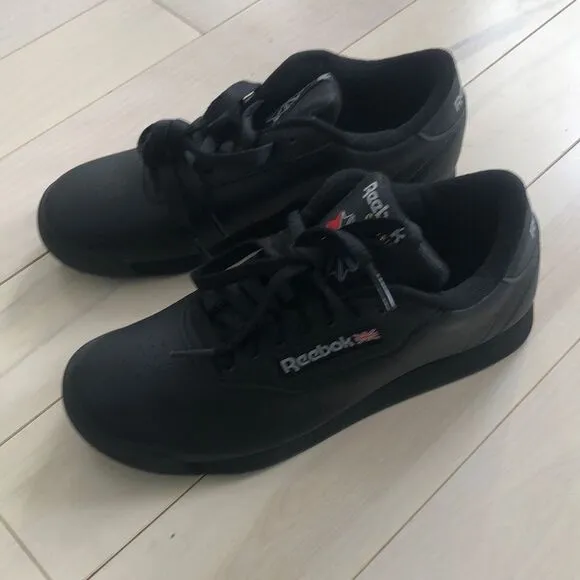 Reebok Classic Youth Princess Trainers Lace Up Sneaker Shoes Black Kid Size 5.5