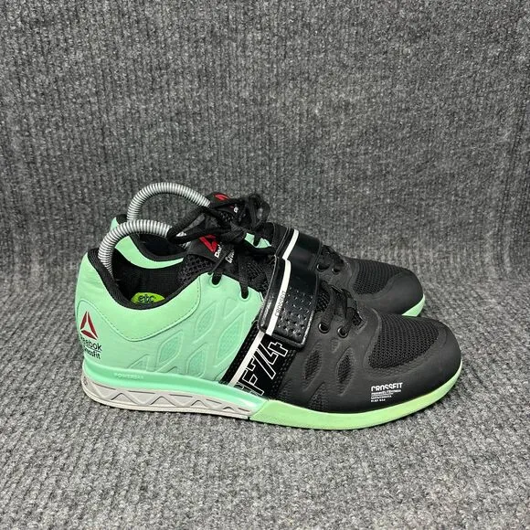Reebok CrossFit CF74 Powerbax Weightlifting Shoes Black‎ Green Mint Mens Size 7