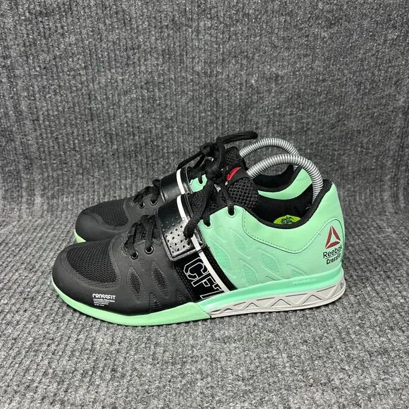 Reebok CrossFit CF74 Powerbax Weightlifting Shoes Black‎ Green Mint Mens Size 7