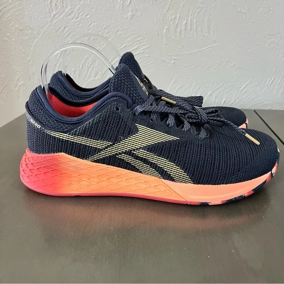 Reebok CrossFit Nano Blue Gray Orange Soles Sneakers Shoes Womens Size 10